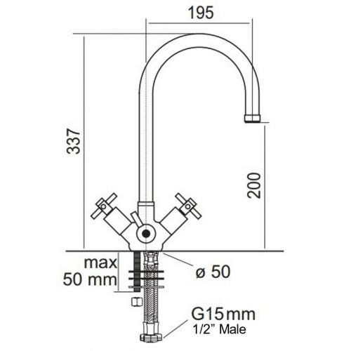 Osmio Kensington Chrome 3-Way (Tri-flow) Kitchen Tap