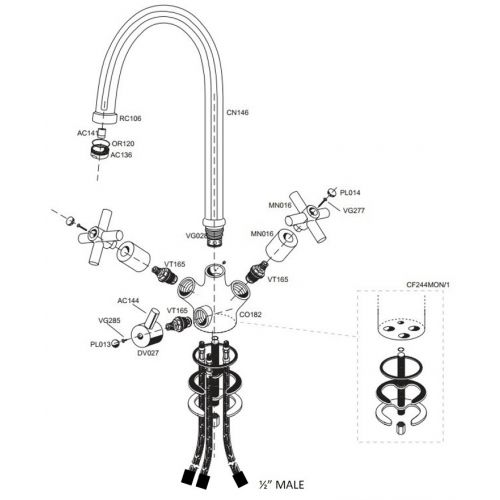 Osmio Kensington Chrome 3-Way (Tri-flow) Kitchen Tap