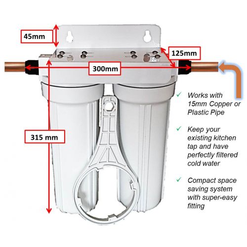 Osmio EZFITPRO-300 Undersink Water Filter Kit 15mm Push Fit