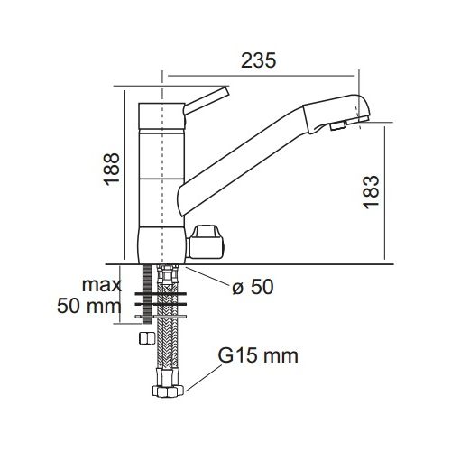 Osmio Sofia Long Reach 3 Way Triflow Kitchen Tap